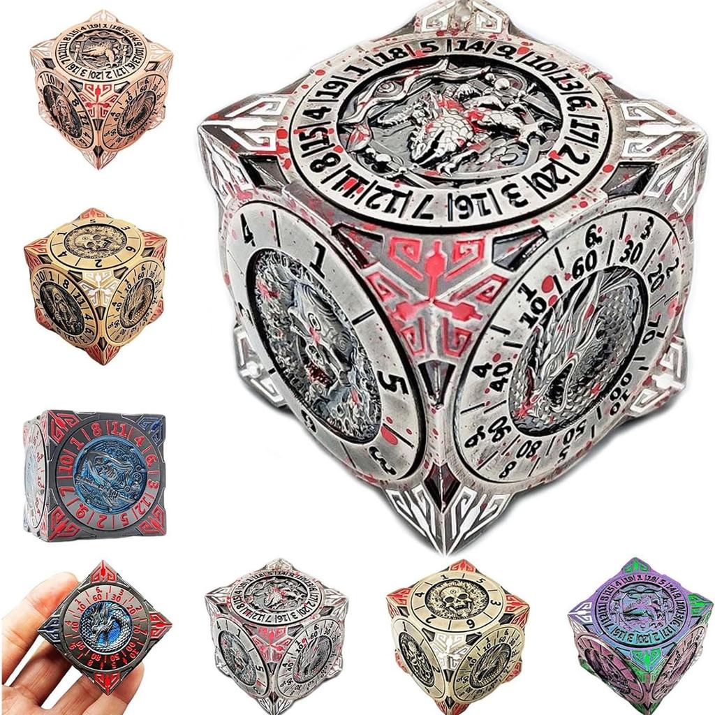New  Dice, 7-in-1 Metal Dice Set With 3D Relief For Gifts, Roleplaying Game Dice, Tabletop RPG Accessories