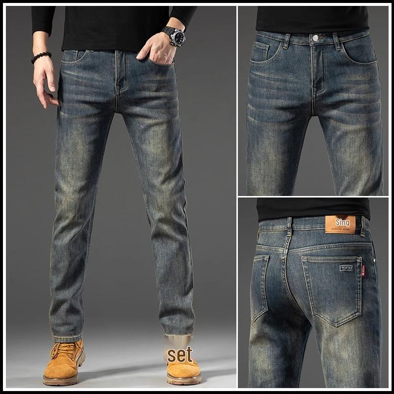 Men s Retro Elastic Denim Jeans - Fitted, Straight, and Loose for Spring and Autumn 31