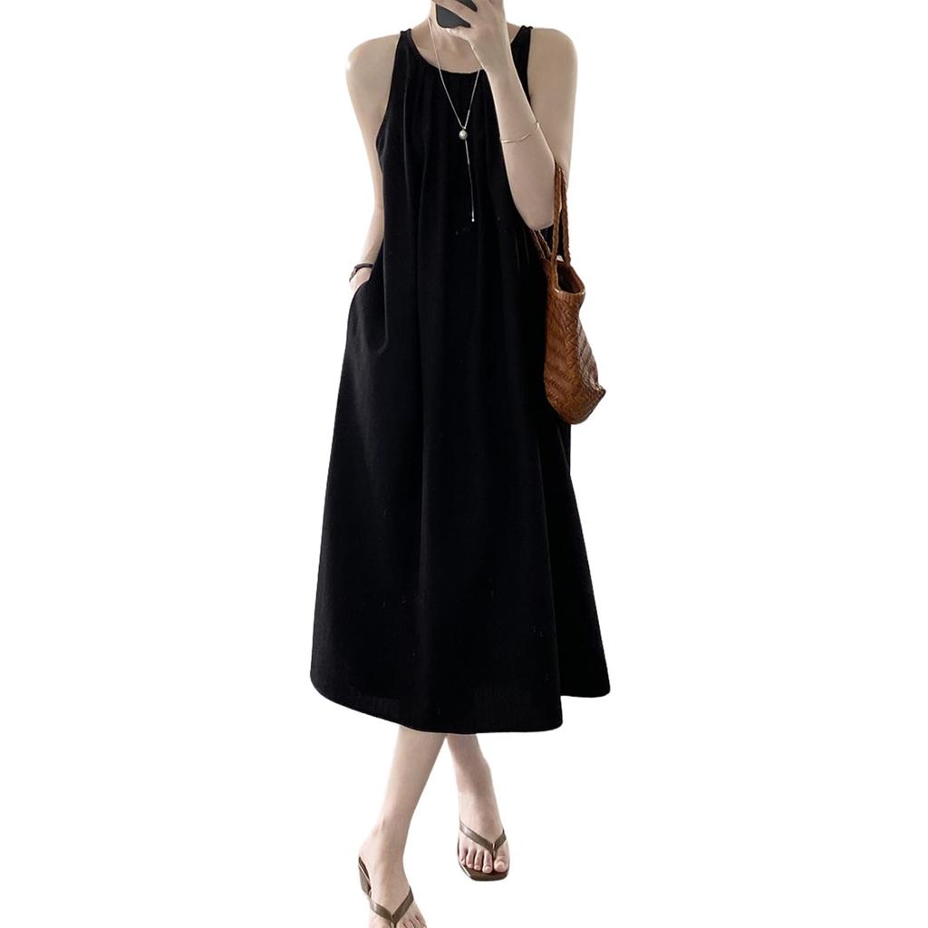 Augseed Sleeveless Plus Maternity Korean Fits Short and Loose Spring Wear Women's Spring/Summer Dress, Long, Elegant, A-Line, Sizes, Formal, Casual,