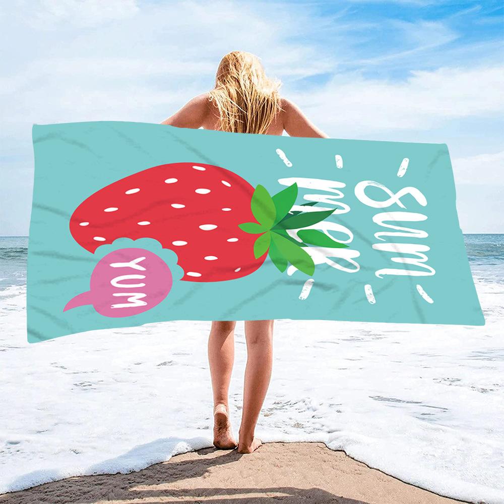 Summer Fruit Collection Digital-printed Polyester Superfine Fiber Double-sided Fleece Beach Vacation Bath Towel, Beach Towel