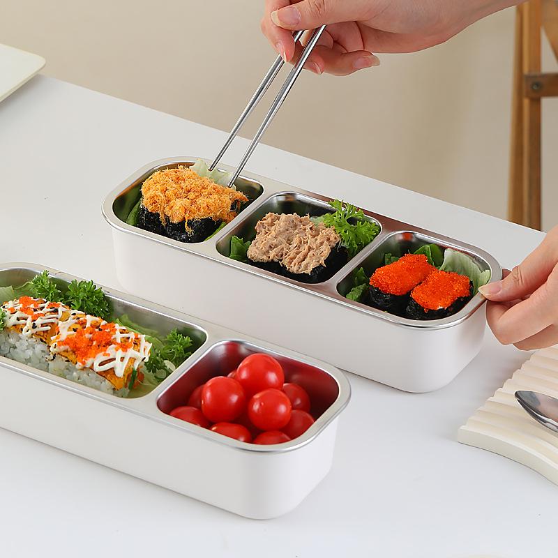 304 Stainless Steel Compartmentalized Bento Lunch Box with Lid, Ideal for Quick Meals & Weight Loss, Heatable.