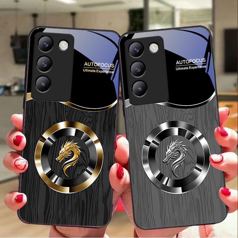 Circle Dragon Für Y72 33S 11 03 36 96 Lite 35 16 Iqoo 12 V40 SE 5G 29 40 21 30 X80 Pro Vivo Hartglas Handyhülle Schwarz