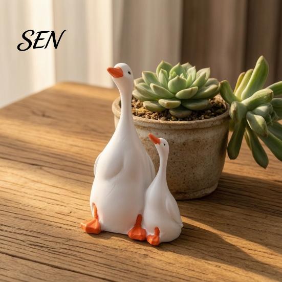 Weatherproof Resin Figures for Fish Tanks Double Duck Figurine, Micro Landscape Ornaments, Waterproof Miniature Animal Creative Desktop Soft