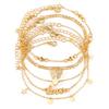 European and American five-pointed star butterflies LOVE Ankle bracelet5Set of vintage metal fashion layered anklets