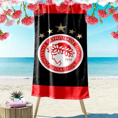 Olympiakos Piraeus 2D Flat Print Beach Towel, Large Soft Quick Dry Towel for Beach Camping Swimming