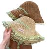 Parent-child vacation wind floral lace straw hat women's spring and summer seaside sunshade big brim sun hat