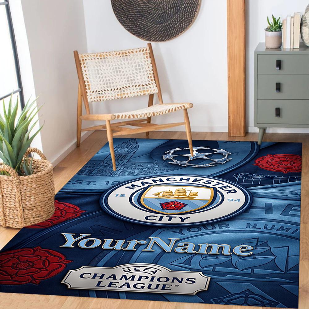Manchester City 19 Personalized Text Area Rug Suitable for Balcony Dormitory Entryway Outdoor Antislip Carpet Decorate Offices Best for Christmas