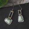 Retro Trapezoidal Turquoise Jadeite Earrings, Stylish Asymmetrical Earrings for Women
