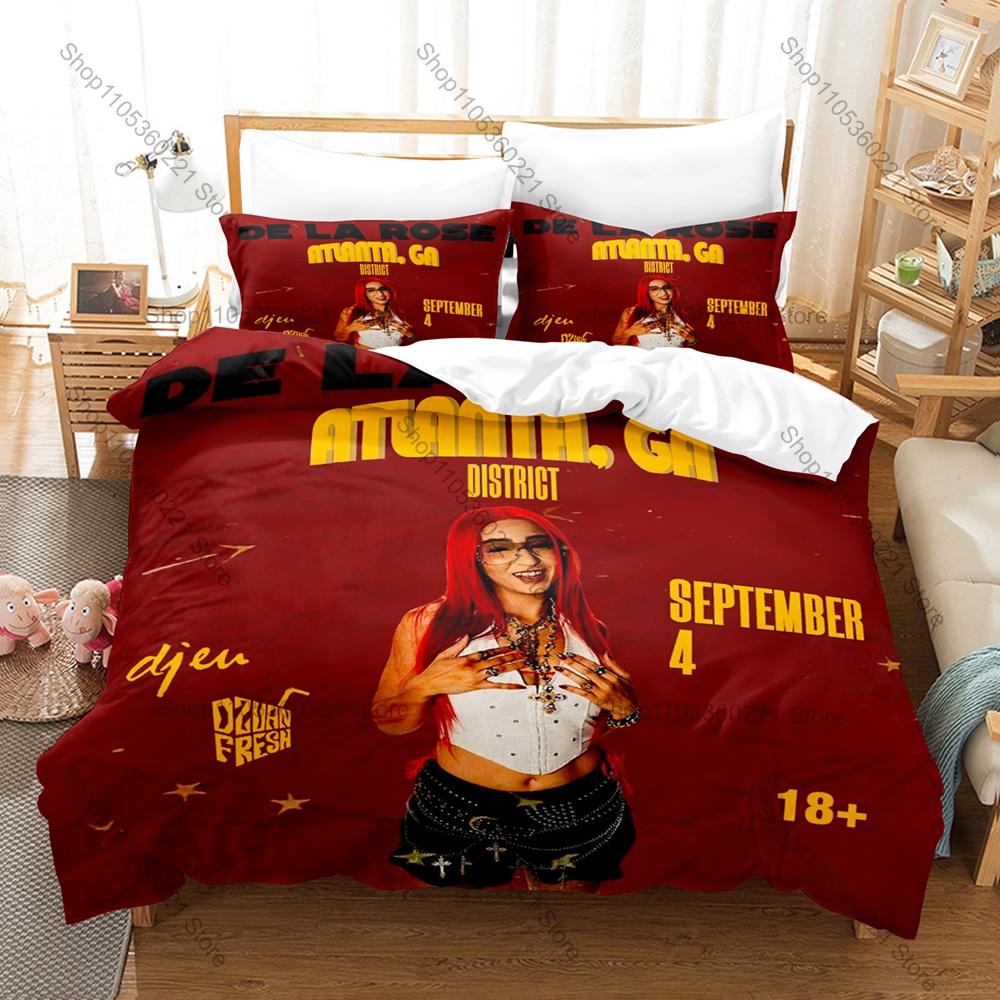 Dela Rose Bedding Set Duvet Cover + 2 Pillowcases Popular Latin Reggaeton Singer Celebrity Bedroom Decor
