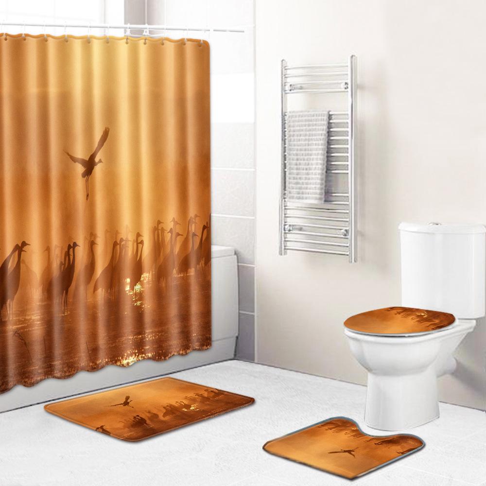 Flamingo Rohožka Koupelnová Protiskluzová Podložka na Podlahu Kombinace Sprchového Závěsu Koberec Evropský a Americký Styl Exploze Žena