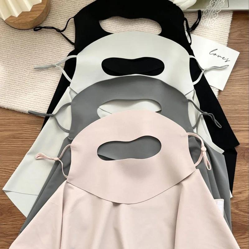 Women Sun Protection Face Mask with Drinking Hole Ice Silk Cooling UV Block Neck Cover for Cycling Outdoor Summer Accessories