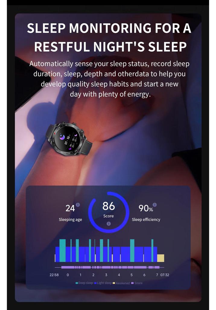 Smartwatch with TWS Bluetooth Earbuds, 1.52'' IPS Screen, Wake-Up Feature, Dual Call, AI Voice T95