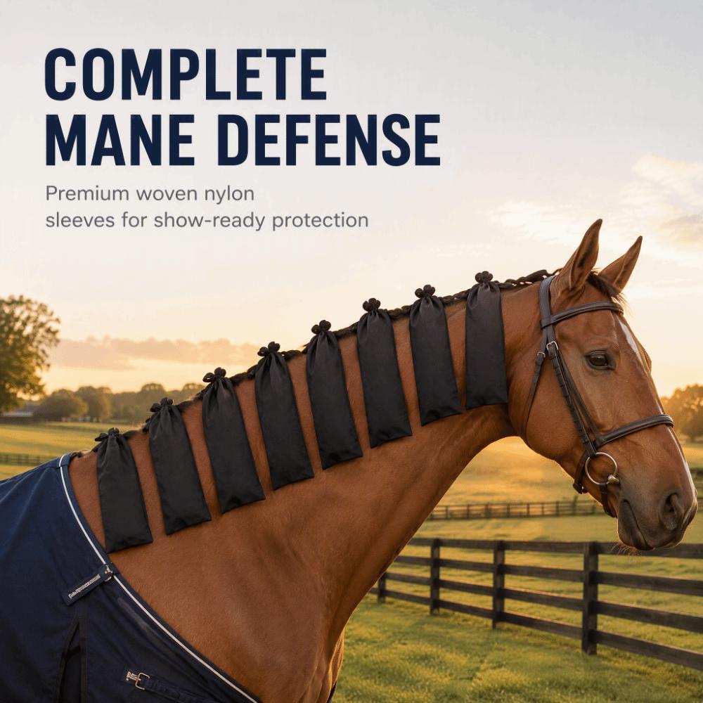 8pcs Woven Nylon Fabric Horse Mane Cover Bags Lightweight Woven Nylon Mane Bags Paddock Turnout