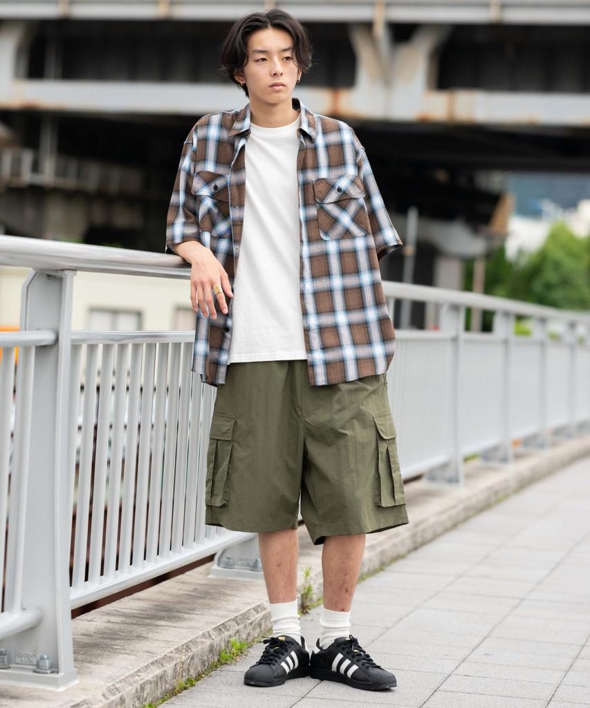 WEGO Nylon Easy Baggy Cargo Half Olive Men's Shorts, Pants,