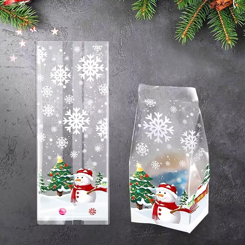 

50 шт. Прочный материал Домашний узор «Снежинка» Праздничные пакеты для угощений для печенья Вечеринок Рождественские пакеты Подарок 2 размера L