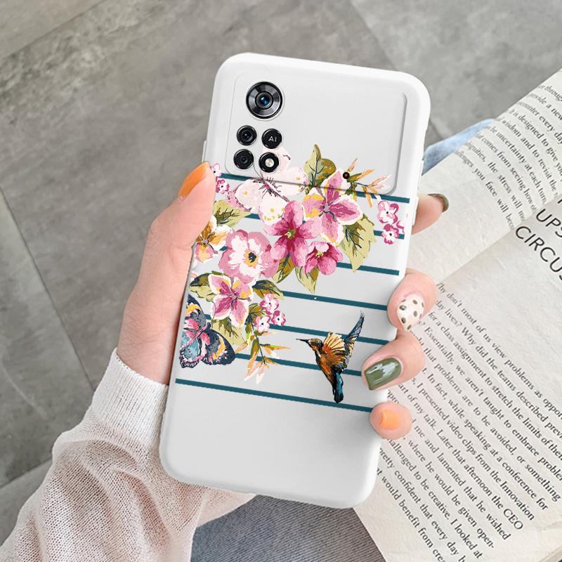 For Poco X4 Pro 5G M4Pro Cover Funda Vintage Flower Leave Protective Cover TPU Capa For Xiaomi Poco X4 Pocox4 X 4 M4 Pro Coque