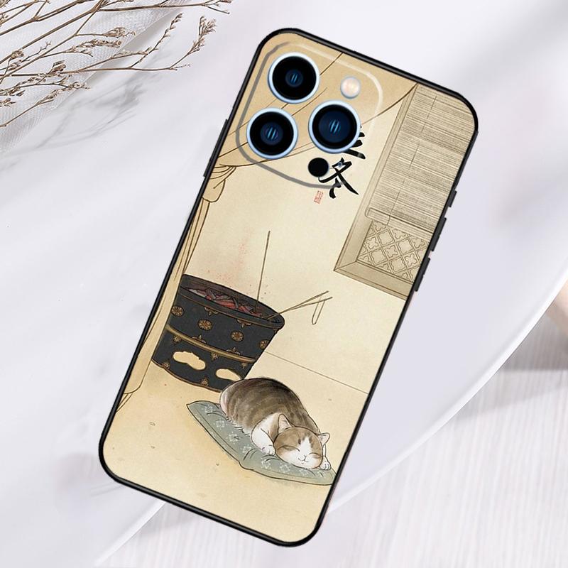 Japanese Cat Culture Aesthetic Art Phone Case For iPhone 17 Pro Max 15 14 13 12 11 16 Pro Max Plus 12 13 Mini 16e 17 Air Cover