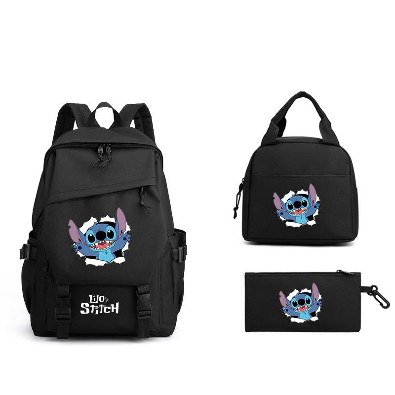 3-Piece LiloStitch Kids Backpack Cartoon Pencil Case Boys Girls Student Backpack