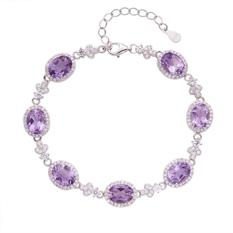 Argento Sterling 925 Colore Gioielli Tesoro Citrino Naturale Ametista Topazio Bracciale Donna