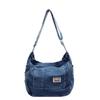 Denim Student Satchel Bag With Large Capacity For Daily Use