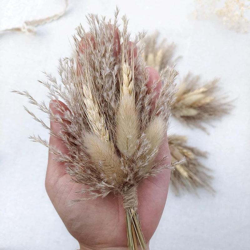 Mini Dried Flower Bouquet, Gypsy Rabbit Tail Reed Gift Box Car Decoration Wedding Corsage Souvenir Dried Flowers