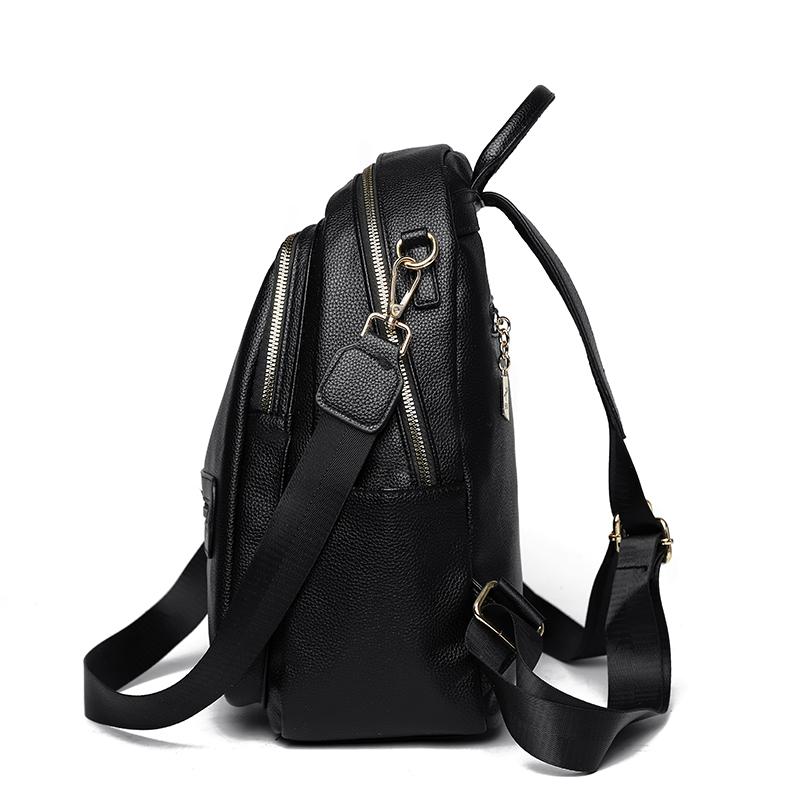 Vintage Backpack Women's Solid Color Backpack Large Capacity Schoolbag