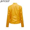 BITCED Spring/Autumn Women's Leather Jacket - Short Fit, Slim-Cut, Lightweight Leather Coat, Biker Style