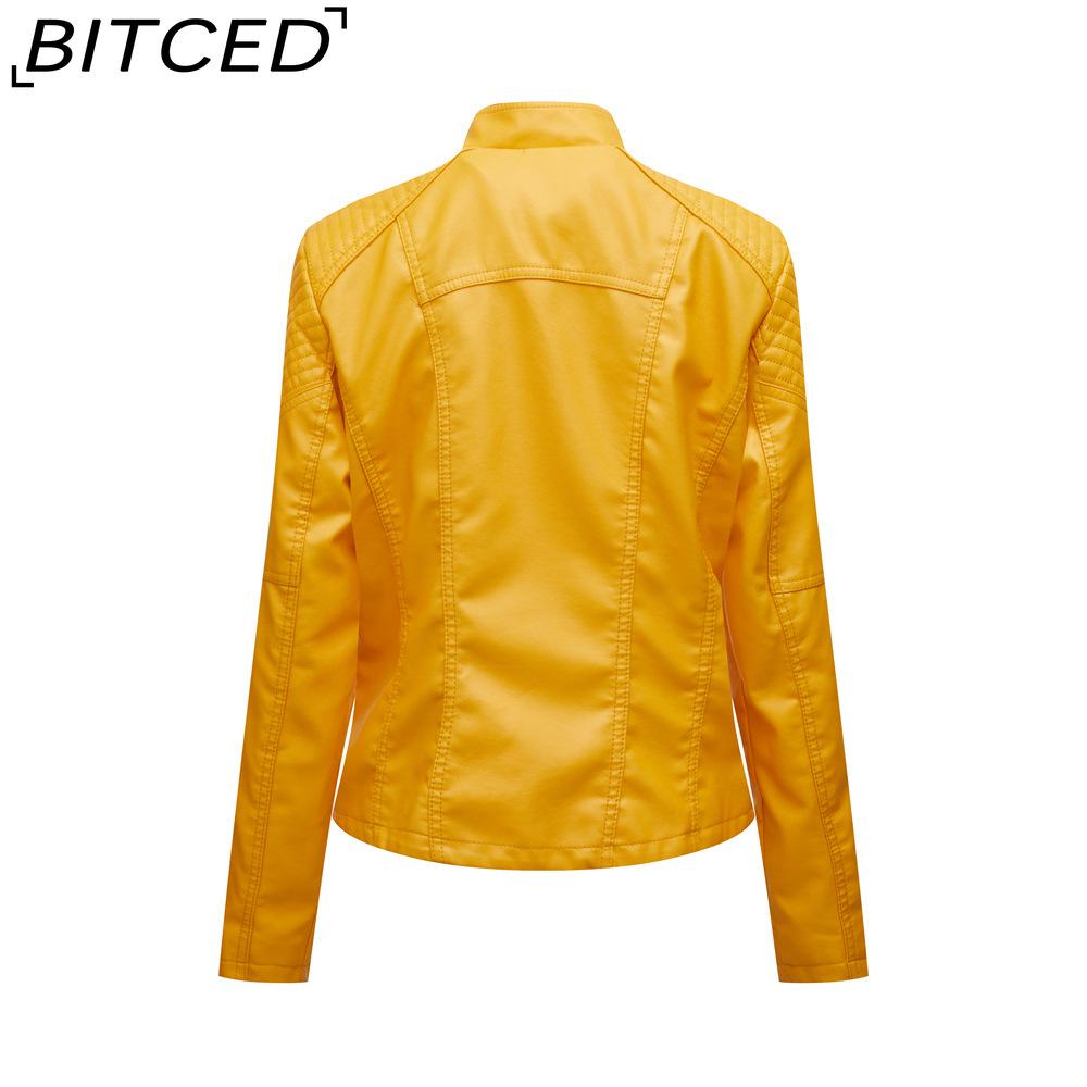 BITCED Spring/Autumn Women's Leather Jacket - Short Fit, Slim-Cut, Lightweight Leather Coat, Biker Style