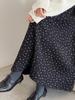 Youge Retro Floral Woolen Mid-Length Skirt with Elastic Waist 860