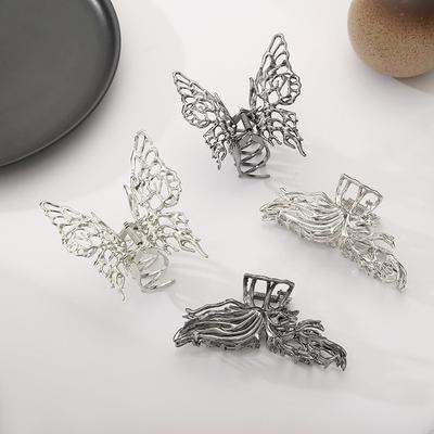 Wind Three-Dimensional Hollowed-Out Liquid Butterfly Shark Clip Female Head Hair Clip Large Headdress Hairpin