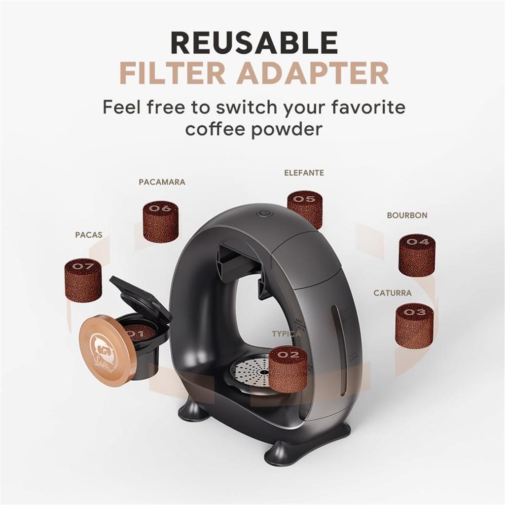 Portable Coffee Maker Low decibel Americano Capsule Coffee Machine Compatible with Coffee Powder & K Cups Original Capsules