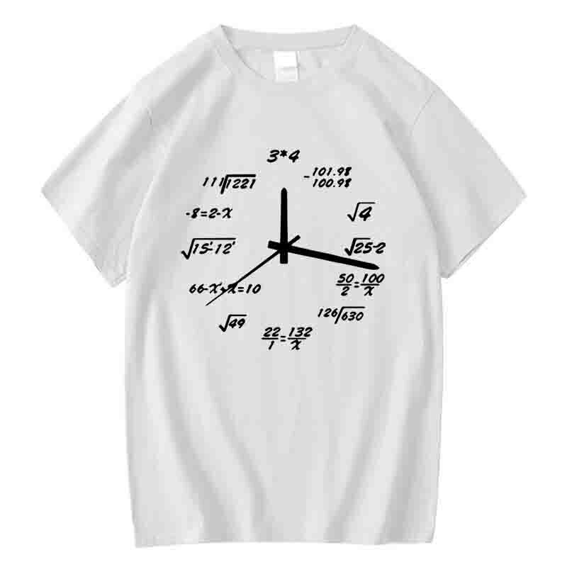 

Mens Tshirt 100Cotton Casual Funny Math Clock Print Summer Loose Oneck T Shirt for Men Short Sleeve Cool Tshirt Male Tshirt S