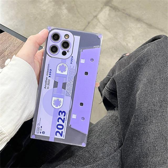 Luxury Retro 3d Tape Bracket Square Phone Case For Iphone 14 13 12 Pro Max 11 Stylish Kickstand Shockproof Soft Back Cover Funda