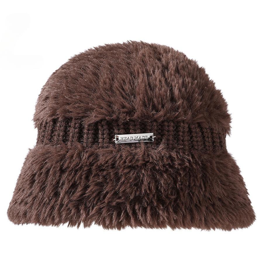 

Женская теплая толстая вязаная шапка осень-зима модная ветрозащитная однотонная шапка для отдыха на природе женская повседневная плюшевая мягкая шапка One Size кофейный