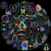 100 Pcs Colorful Laser Magic Pet Stickers Aesthetic For Diy Guitar Scrapbooking Suitcase Water Bottle Phone Laptop Skateboard