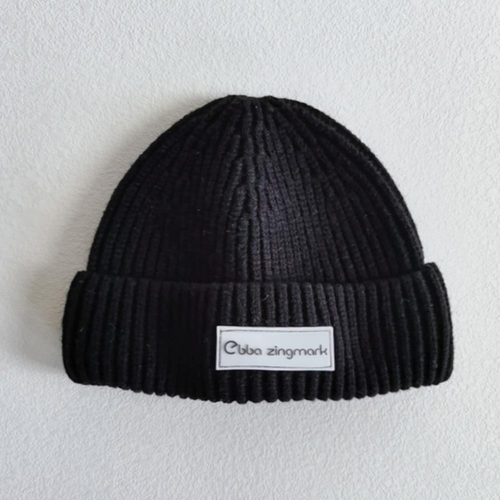 New Letter Label Baby Beanie Cap Warm Solid Color Toddler Knitted Hat Windproof Winter Cap Autumn Winter
