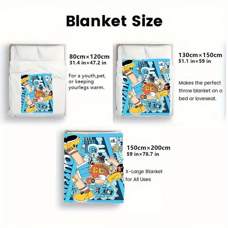 Happy Boy illustration 2D Flat Pattern Flannel Blanket High quality All Seasons Warmth and Comfort Perfect for Christmas Gifts.MMT0918291