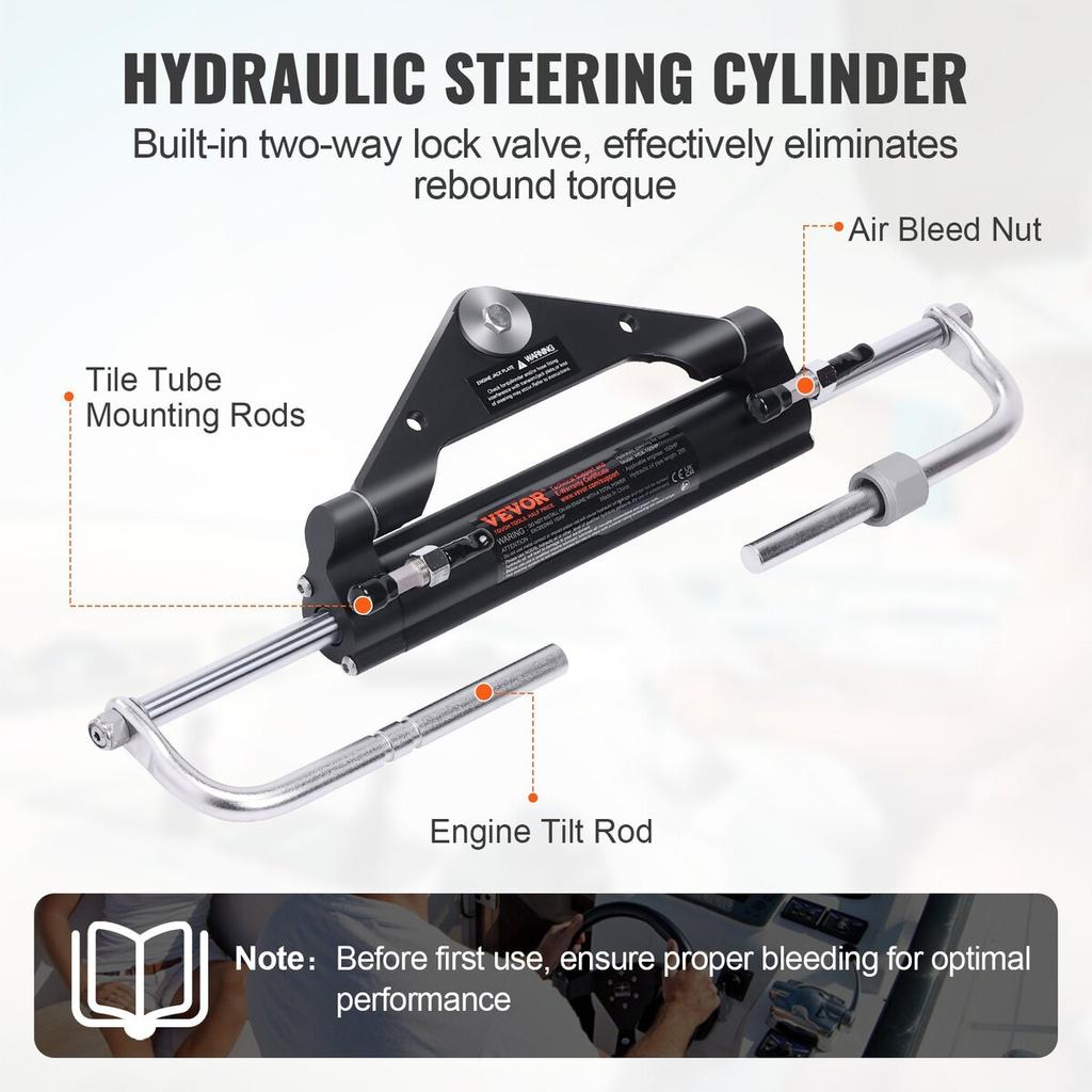 Hydraulic Outboard Steering Kit, 150HP, Marine Boat Hydraulic Steering System, with Helm Pump Two-Way Lock Cylinder and 26 Feet Hydraulic Steering