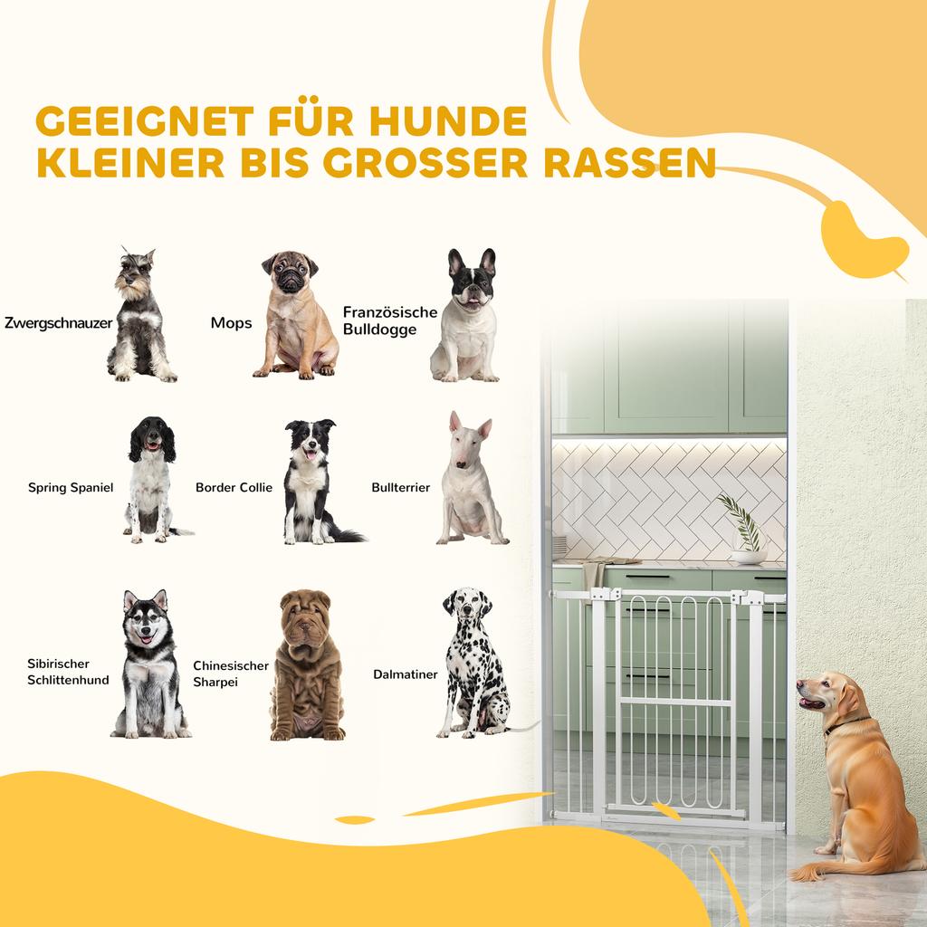 Dog Safety Gate, 76-104 Cm Barrier Gate Without Drilling, Stair Gate
