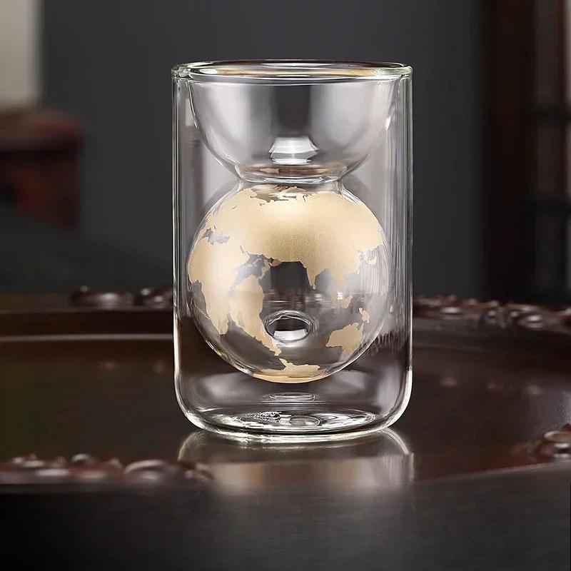 

1PC Double Layer Insulated Glass Water Cup Home Anti Scald Creative Earth Cup Men s and Women s High-end Personal Tea Cup 160ml золотой