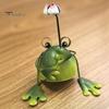 Frog Garden Statue Handmade Iron Frog Ornament Collectible Frog Figurine for Patio Balcony Home Indoor Decor Office Desk