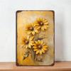 Metall-Wandkunst, Gelbe Blumen Vintage Poster, Heimdekoration