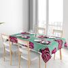 Vibrant Floral Print Tablecloth Rectangular Placemats for Home Decoration Green Pink Roses Design Waterproof Fabric Material Eas