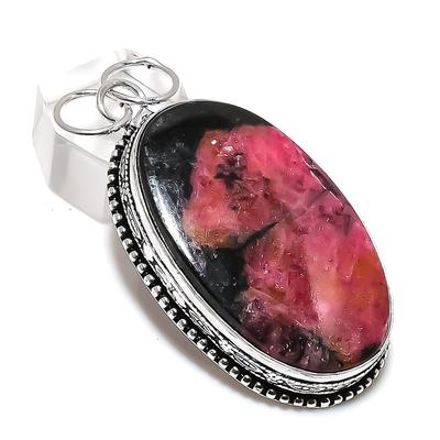Pendentif de bijoux en argent Sterling 925, pierre précieuse Rhodonite naturelle, 2.56 pouces, P2q12