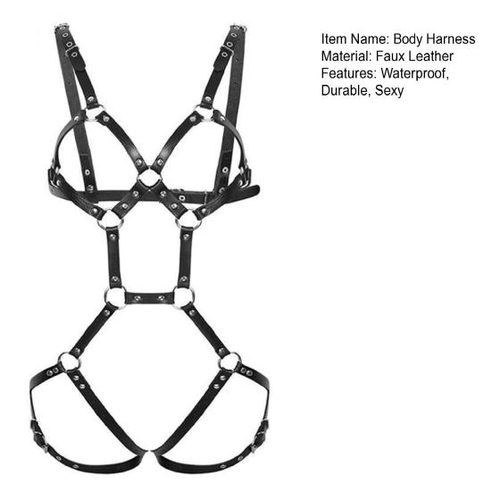 Sexy Body Harness Adjustable Hollow Out Waterproof Elastic Sex Supplies Erotic Faux Leather Women Sexy Strappy Garter Belt Strap Adult Products