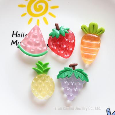 Charms de Zapato de Resina con Purpurina Transparente de Frutas: Fresa y Sandía