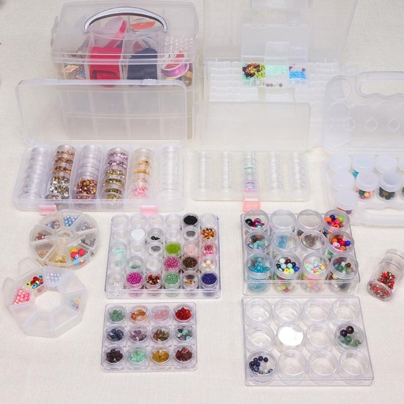 Convenient Screw Lid Box Clear Plastic Storage Container Jewelry Storage Box Powder Storage Box for Beads and Small Item