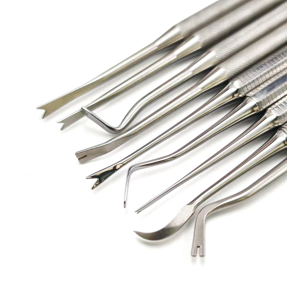1 pezzo Direttore di legature ortodontiche dentali Doppie estremità Curvo con scaler Fine Stretto Strumento Strumento per dentista