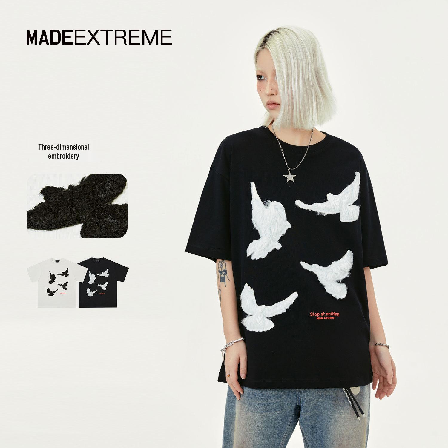

MADEEXTREME Peace Dove Embroidery Men s High-Weight Cotton Summer T-Shirt M