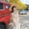 Suspender Summer Mist White Tea Gentle Lace Splicing Skirt + Suspender Two-piece Set Female Sweet Two-piece Set